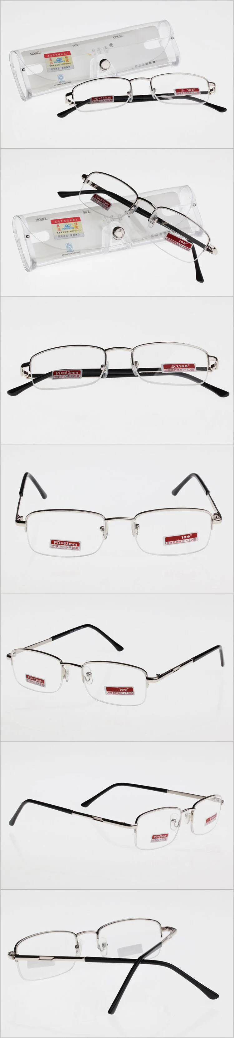 Unisex Men Women Flexible Readers Crysta Half Frame Eyeglasses Spectacles Reading Glasses Metal High Quality 1.00-4.00