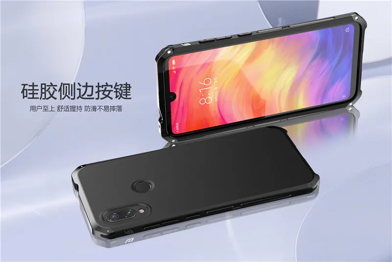 Защитный металлический чехол с алюминиевой рамкой для Xiaomi redmi note 7, чехол, ударопрочный жесткий чехол из поликарбоната для Xiaomi redmi note 6, 7, fundas capa