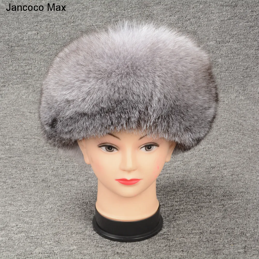 Jancoco Max натуральным лисьим мехом меховые шапки-бомберы зимние Для женщин теплые высокое качество модные бейсболки новое поступление S7148