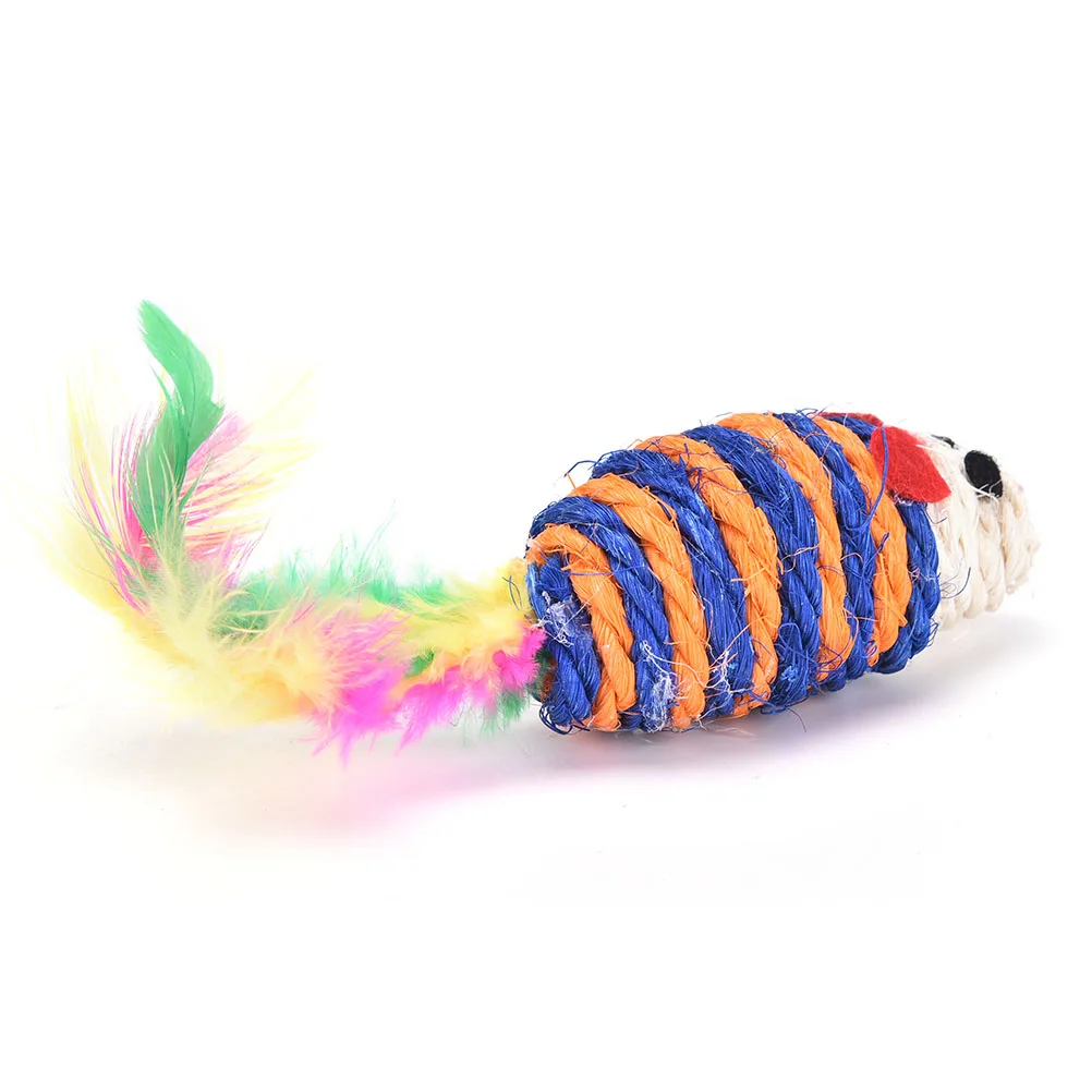 Pet Cat Kitten Feather mice Sisal Rope mouse Rattle Scratcher Toy Color Random | Дом и сад