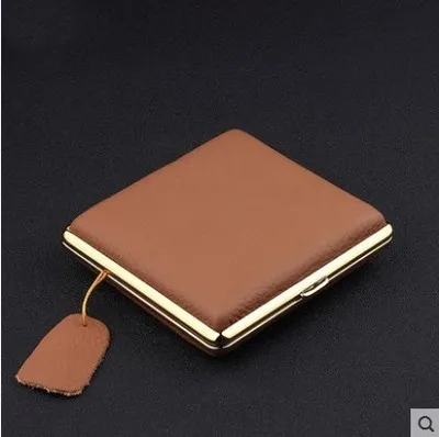 GUIPAI чехол для сигарет из натуральной кожи(20 шт.) коробка для сигарет держатель Чехол Зажим для сигарет аксессуары для сигарет - Цвет: Golden brown