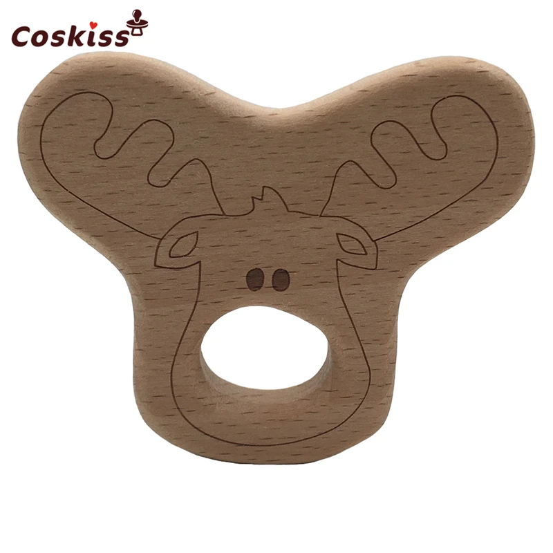 Mordedor para beb&eacute;, colgante de ganado, joyer&iacute;a artesanal para beb&eacute;, collares, pulseras, accesorios, chupete de madera sin BPA, 10 piezas-1