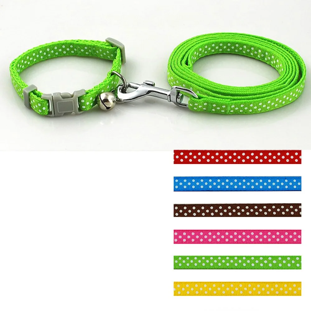 Нейлоновый ошейник и поводок в горошек для собак домашних животных с
