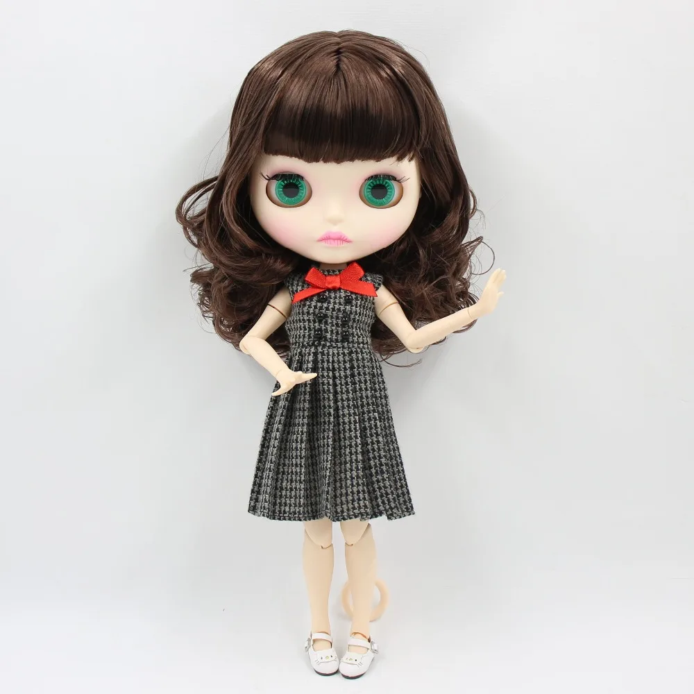 Заводская кукла blyth BL0312, каштановые волосы с челкой, матовое лицо, новая Лицевая панель, губы, вырезание, белая кожа, соединение тела, 30 см, 1/6