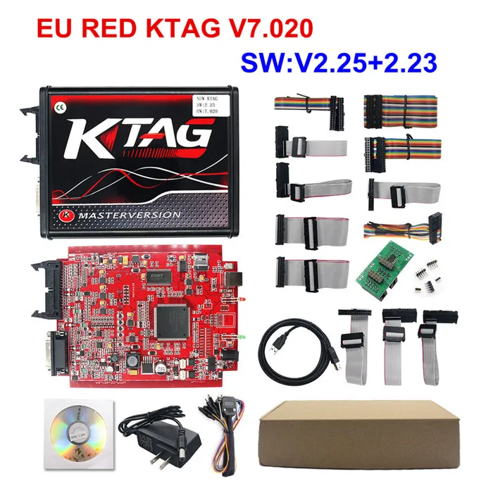 Онлайн V2.47 ЕС красный KESS V5.017 OBD2 менеджер Тюнинг KTAG V7.020 4 светодиодный KESS V2 5,017 рамка фонового режима отладки K-TAG V2.25 Авто программатор системного блока управления - Цвет: KTAG 7020 Full 2.25