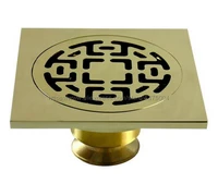 luxury gold color brass bathroom floor drain shower drainer kitchen waste floor drain bathroom accessaries nhr005