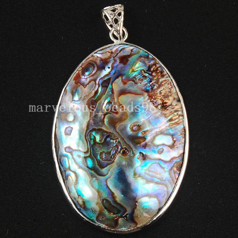 Бесплатная доставка, модные ювелирные изделия из Новой Зеландии, ракушка аблон, искусство, Овальный Кулон, бисер MC3694