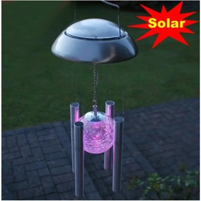 

Solar Wind Chime Light Color Changing Glass Ball LED Lamp Garden Yard Copper Hanging Lights Outdoor Decoration