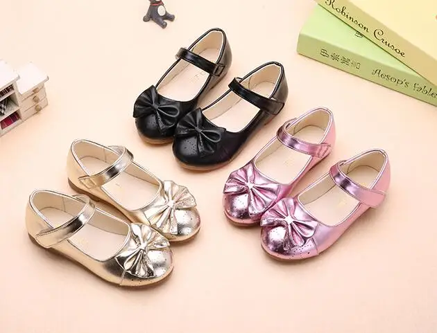 

Bowknot flats girls shoes 2019 summer fashion wild children leather shoes student princess performence dance shoes kids sneakers