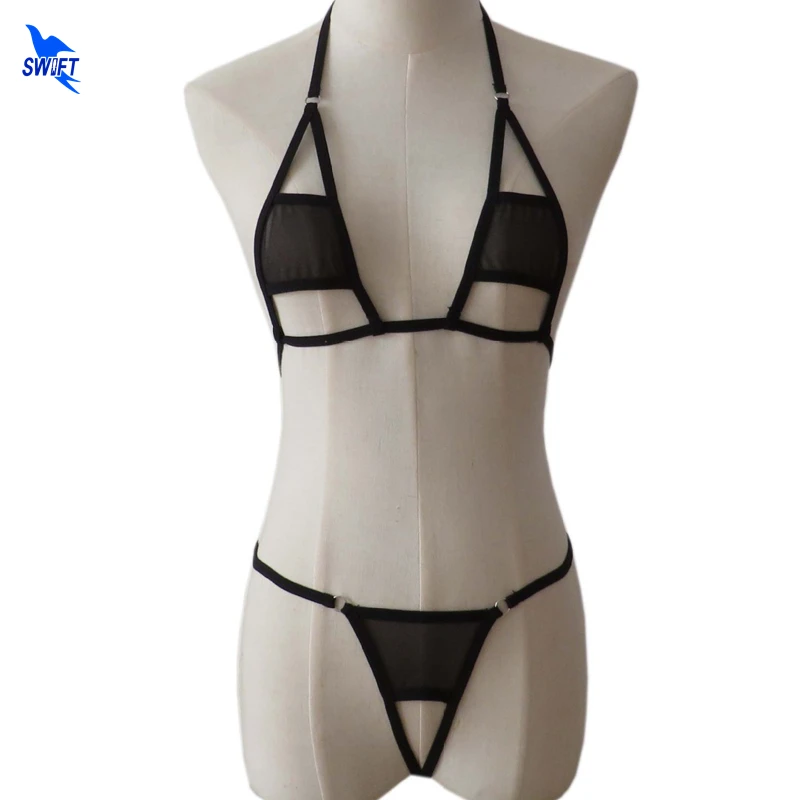 

Прозрачный Женский Экстремальный сексуальный эротический микро бикини нижнее белье с отверстием на ластовице купальник набор стринги для ...