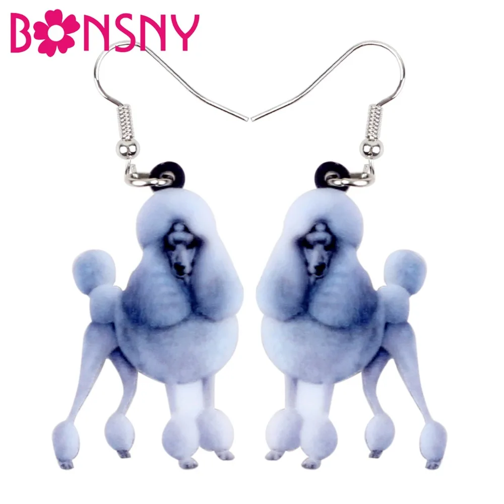 Bonsny Acrylic Elegant Fluffy Poodle Dog Earrings Big Long Dangle Drop Gift for Women Girls Ladies Teens Fashion Animal Jewelry | Украшения