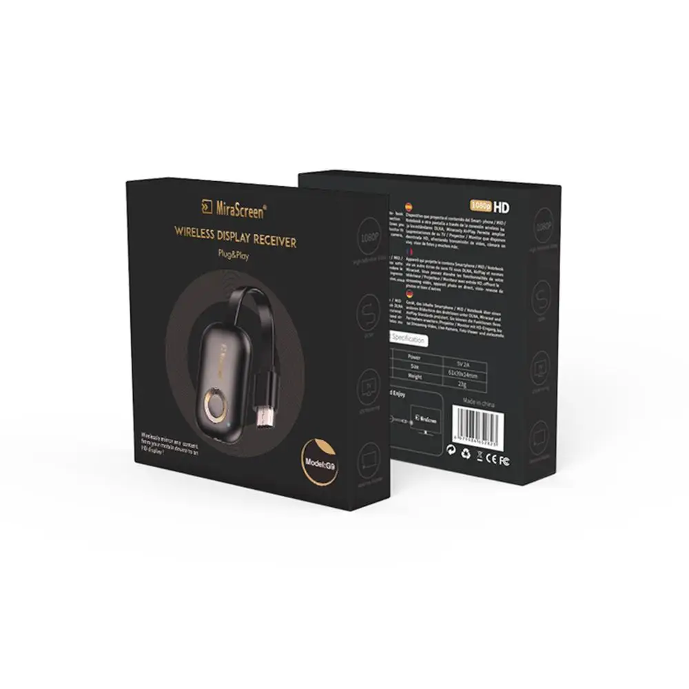 

MiraScreen G9 2.4/5G WiFi Display Dongle Receiver 1080P HD TV Stick PC DLNA AirPlay HDMI Android TV Stick
