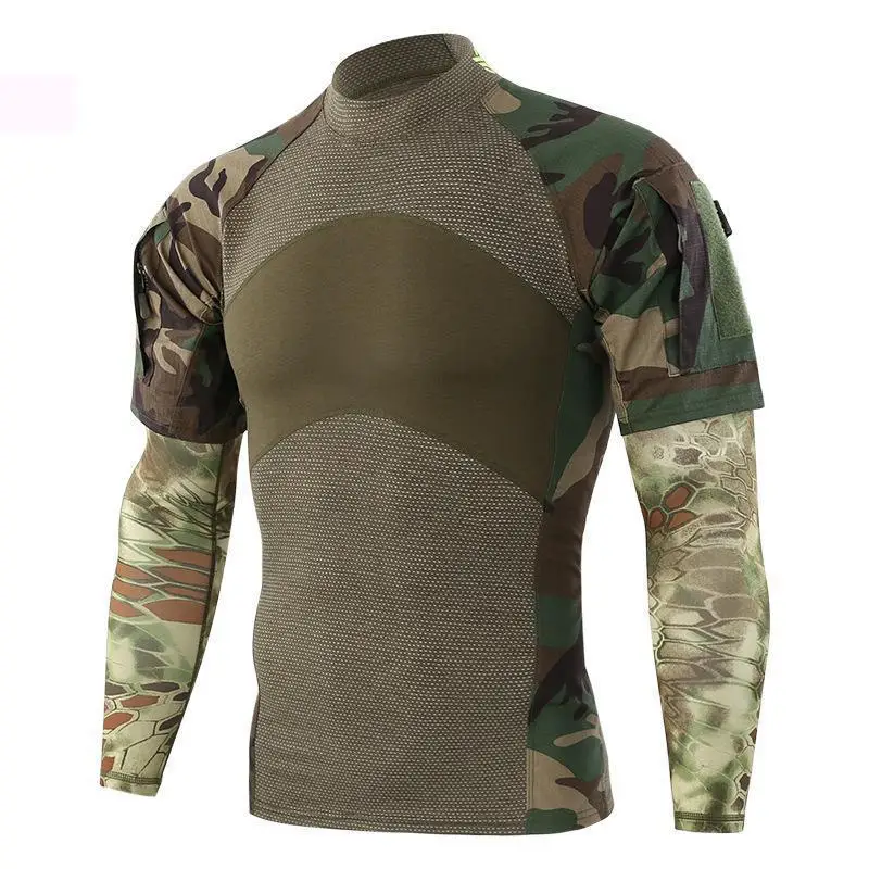 Military Summer Camouflage Tactical T Shirt Long Sleeve Cotton Generation Combat Frog Men Training Shirts | Тематическая одежда и