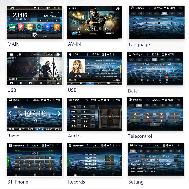 Новинка 2 din автомобильное радио mirrorlink Android плеер сабвуфер 7 дюймов сенсорный MP5 плеер Авторадио Bluetooth Камера заднего вида радио тюнер