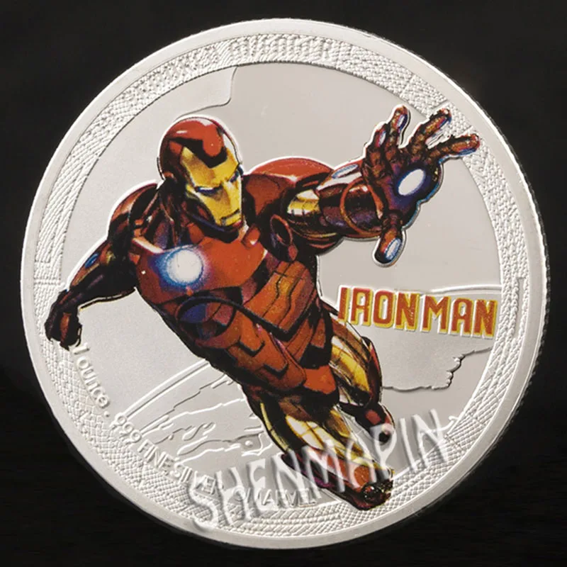 Iron Man Мстители памятная монета Капитан Америка Железный человек Тор Халк Civil War наградная монета фантастика фильм искусственные монеты - Цвет: Iron Man