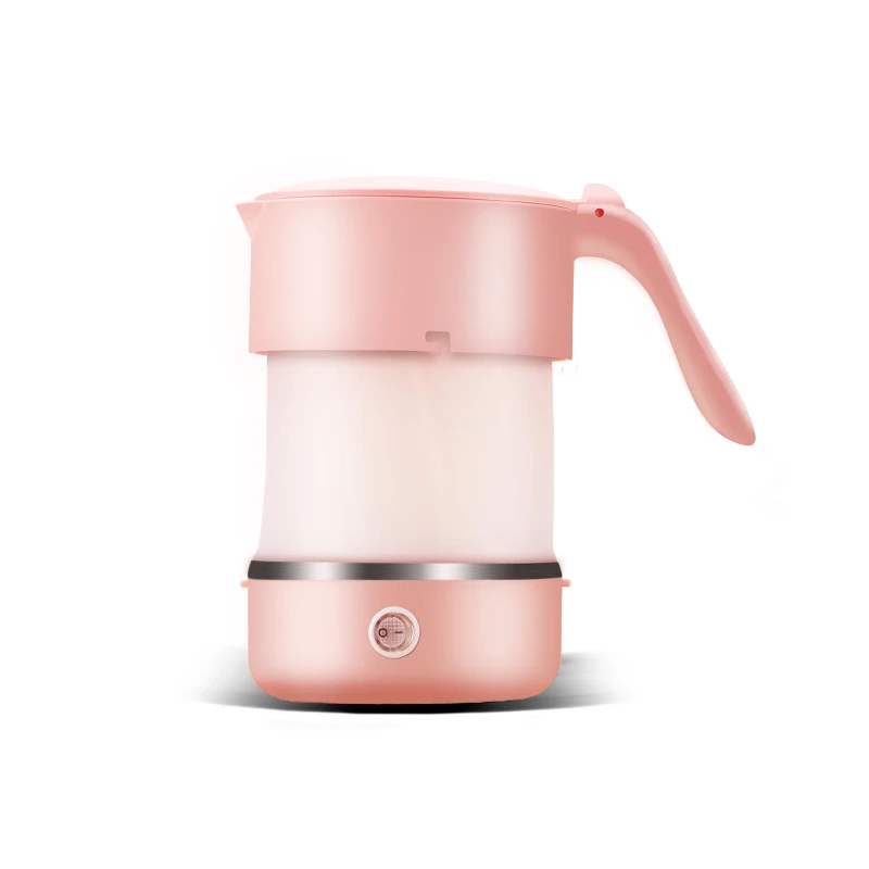 Pink 100V-250V DMWD 0.5L Foldable Mini Electric Kettle 100V-250V Travel Portable Water Heater With 4 In 1 EU/US/UK/AU Plug Converter - Цвет: Pink 100V-250V