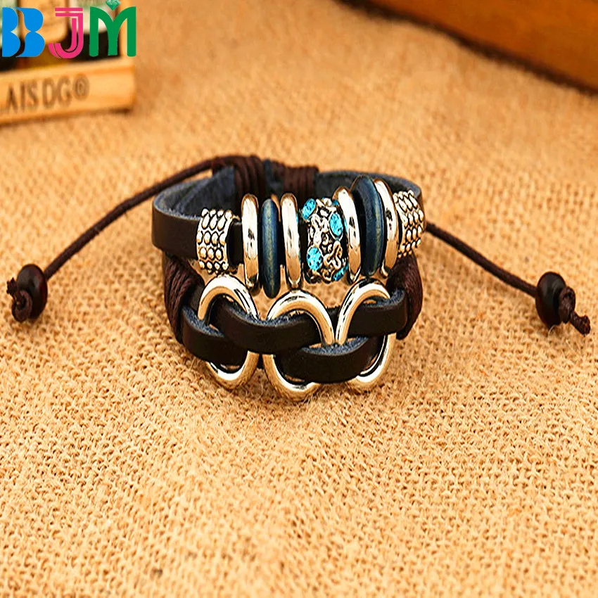 Bracciali Донна кожаный браслет Нержавеющая сталь наручники и мягкий цветок