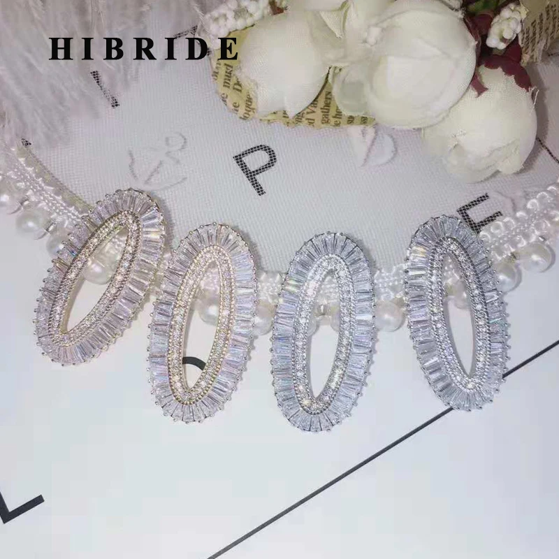 

HIBRIDE Brilliant Letter Design Cubic Zircon Women Girl Beauty Stud Earrings Accessories Brincos Jewelry Party Gifts E-937