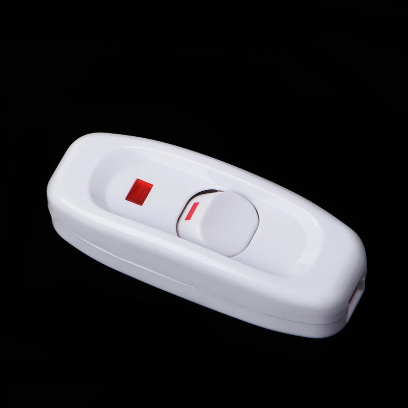 

Compact White Plastic In-line Cord Light Lamp Switch 10A 250V with LED Indicator