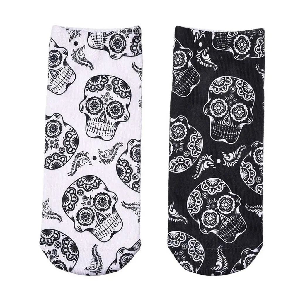 1 пара модные короткие носки в стиле Харадзюку|socks for women|skull ankle socksfashion socks women |