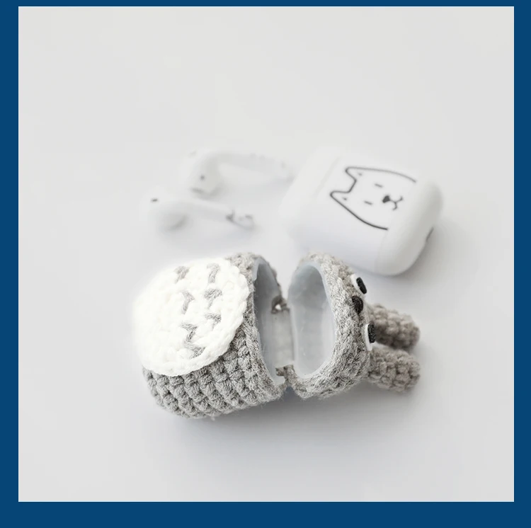 Милый вязаный чехол Тоторо для Apple Airpods чехол Bluetooth Наушники Аксессуары для зарядки коробка сумка