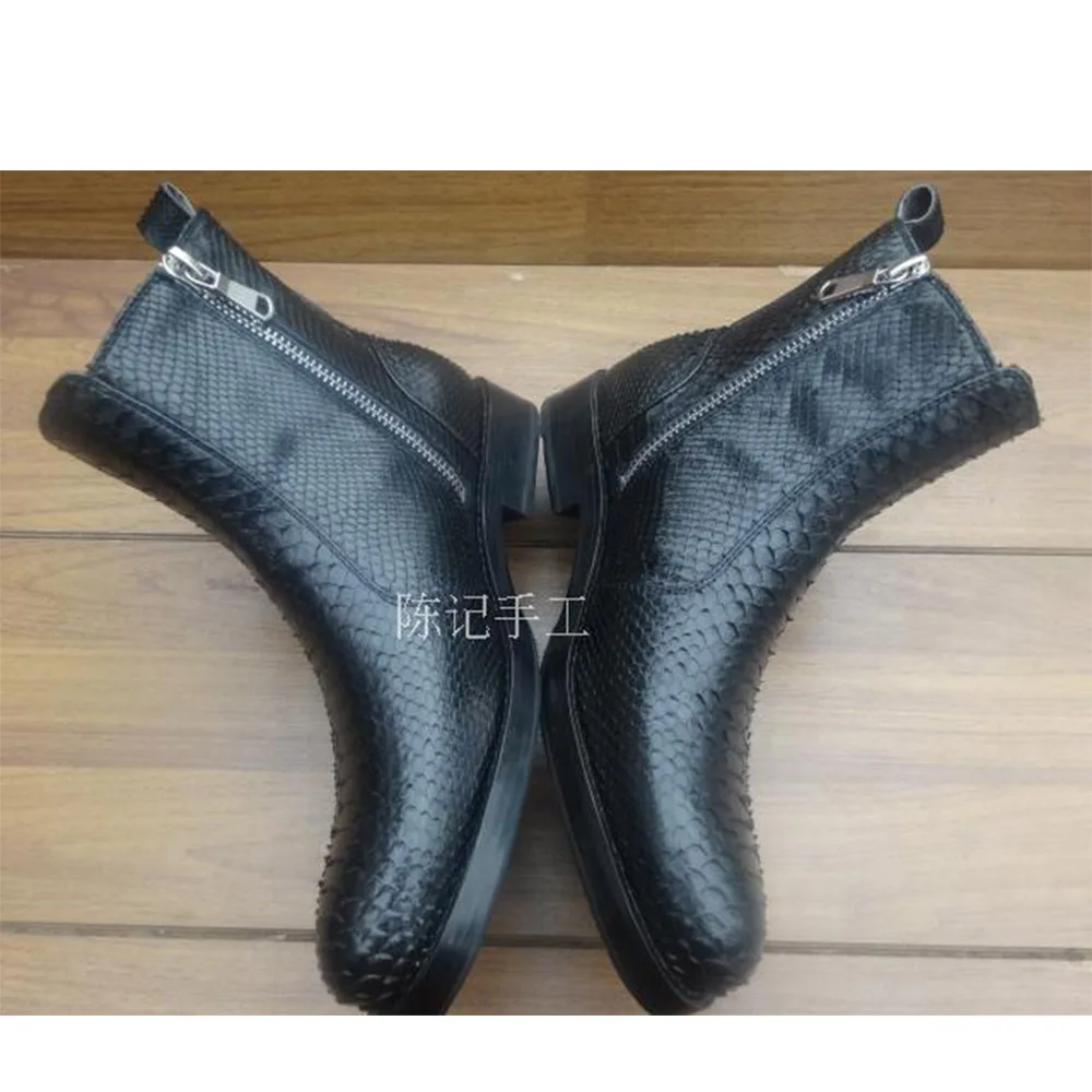 online Sipriks Homens Originais De Pele De Cobra Zip Botas Goodyear Preto Python Tornozelo Botas Vestido Artesanal Italiano Botas Masculinas Botas De Cowboy 45 46