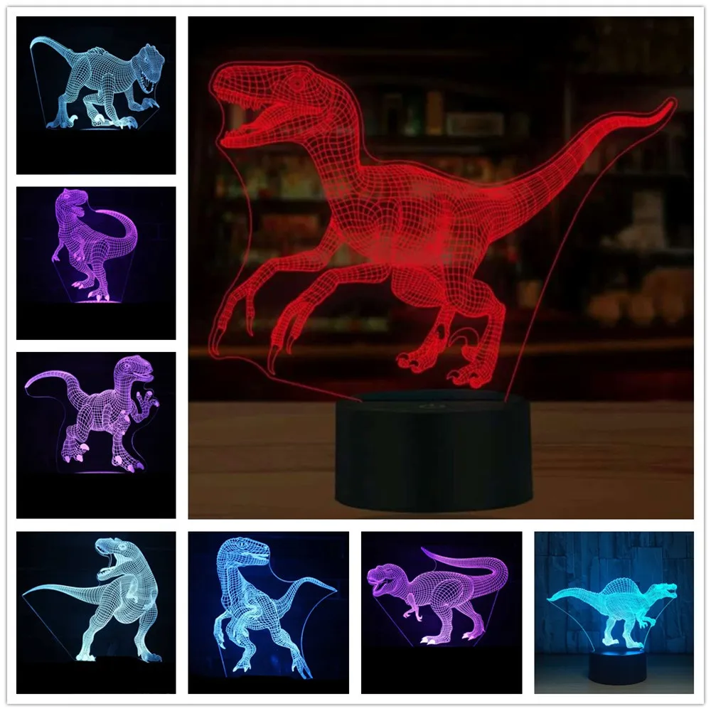 Динозавр тираннозавр рекс 3D ночник настольная лампа 7 видов цветов Изменение