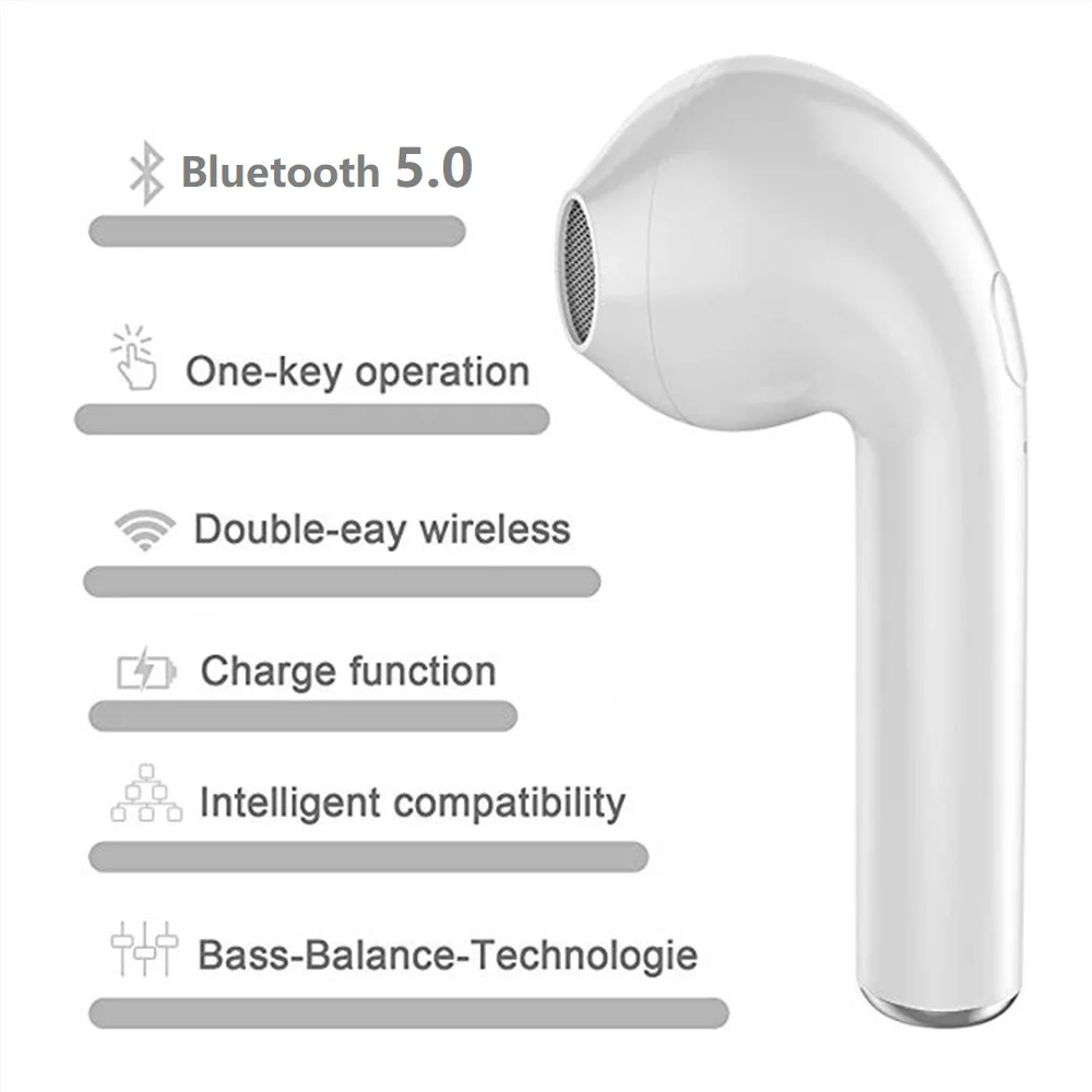 TWS 5,0, Bluetooth, беспроводные наушники i7s, свободные руки, наушники, спортивные, беспроводные наушники с микрофоном, игровая гарнитура для телефона, ПК