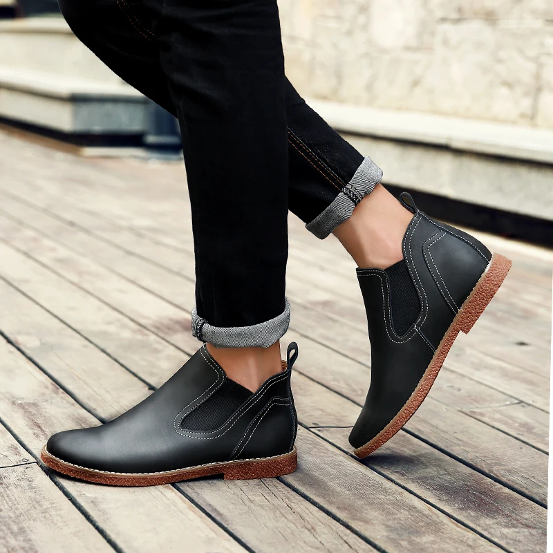 ZUNYU/Новые осенне-зимние мужские ботинки «Челси» Роскошные Модные ботильоны в британском стиле Повседневная обувь из мягкой кожи черного, коричневого, синего цвета