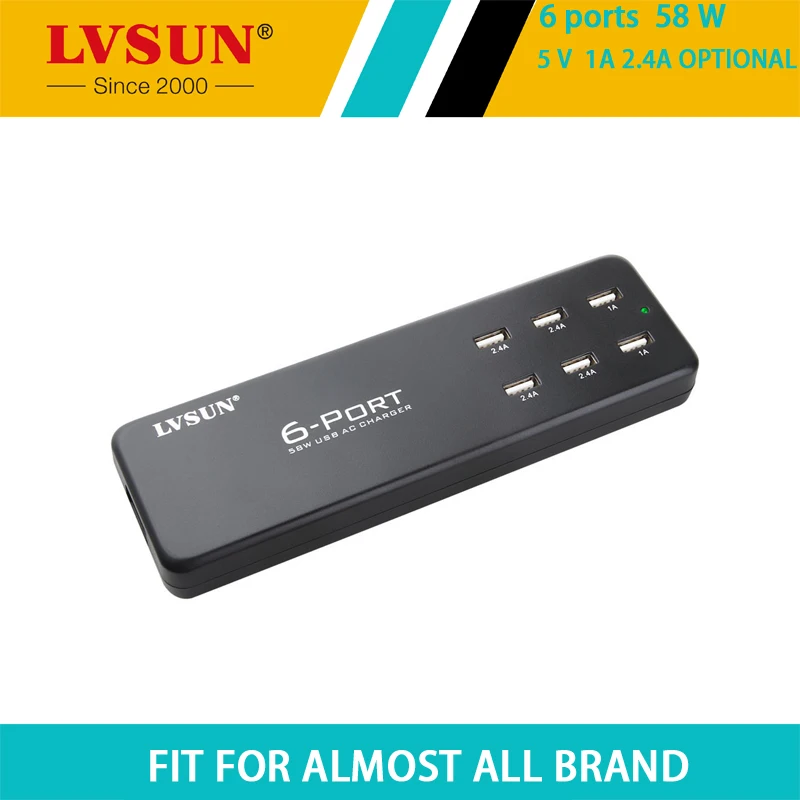 LVSUN 58 Вт 5 В 2 4 А 6 портовое дорожное/настенное зарядное USB устройство адаптер