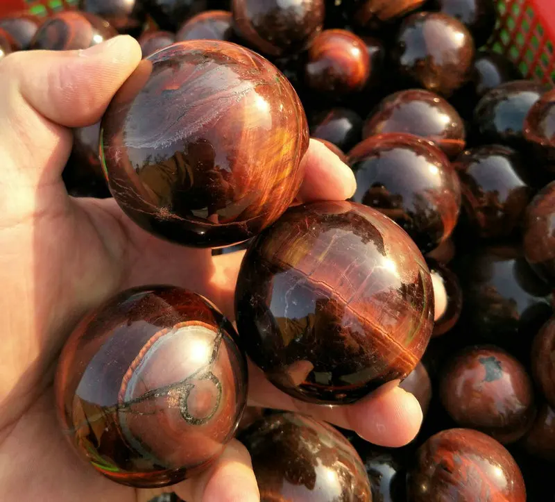 3 шт. натуральный красный тигровый глаз кварцевый кристалл шар сферы