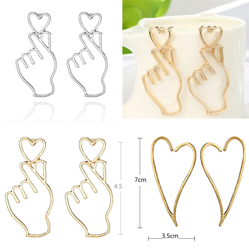 Полые серьги в стиле хип хоп с надписью Hand Love Heart эффектные длинные висячие