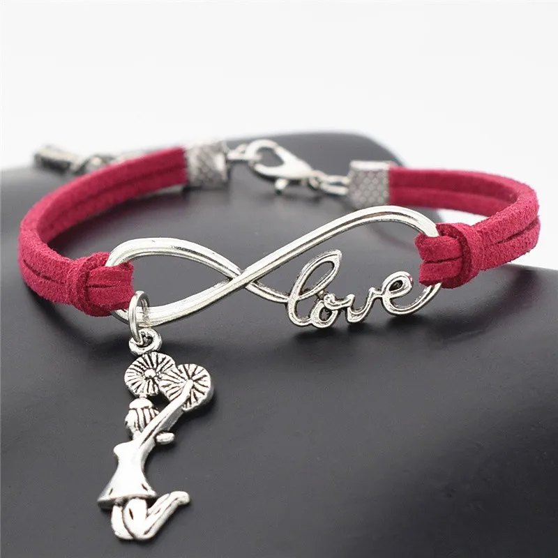 7 Colors New Lucky Infinity Love Cheerleader Girls Charm Leather Bracelets Rope Bangle for Women Men Jewelry Gifts Christmas | Украшения и