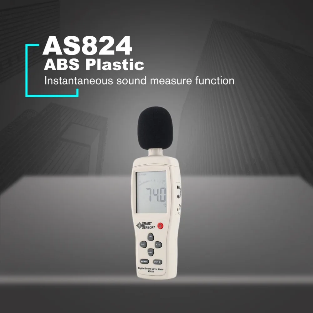 SMART SENSOR AS824 Sound Level Meters Decibel Meter Logger Noise Audio Detector Digital Diagnostic-tool Automotive 30~130dB | Инструменты