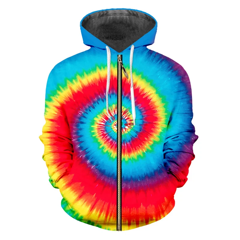 OGKB толстовки на молнии мужская мода 3D Толстовка с принтом Радуга уличная одежда