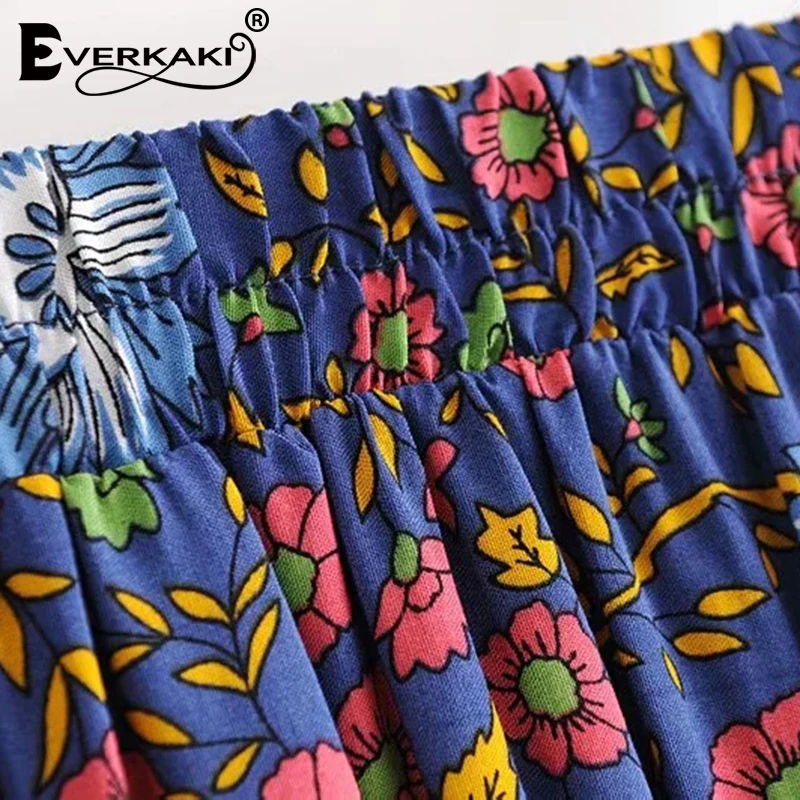 Everkaki юбка в стиле бохо Gypsy Цветочный принт юбки Для женщин регулируемые пояса
