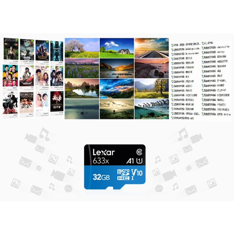 Lexar 633x Micro SD карта 512 16 ГБ 32 ГБ 64 Гб 128 ГБ SDHC SDXC высокая скорость до Макс 95 м/с Flash Micro SD для GOPRO Drone