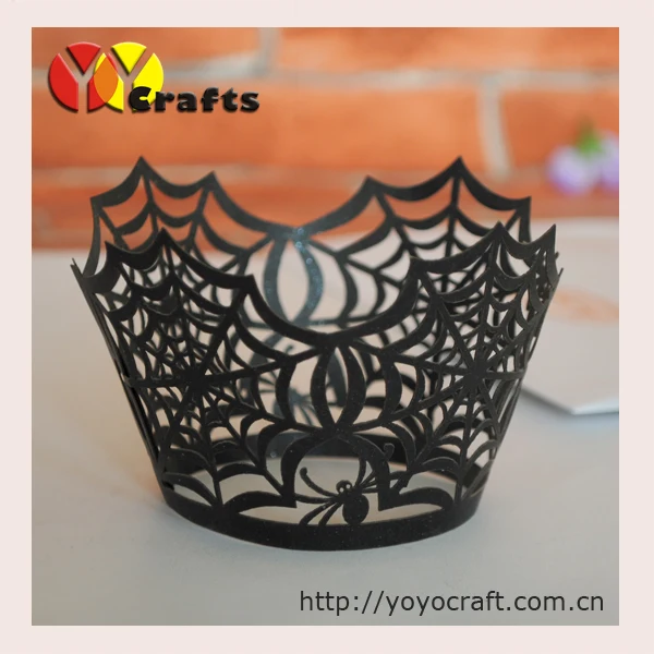 Украшение для Хэллоуина черная лазерная резка паутина Конфета торт кружевная