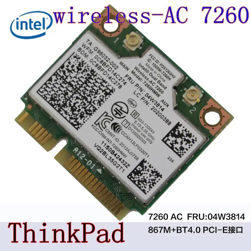 Intel Dual Band Wireless AC 7260 7260HMW 7260AC THINKPADS440 S540 E440 INTEL7260AC Frequency 867M Bluetooth 4.0FRU: 04X6090|intel dual band