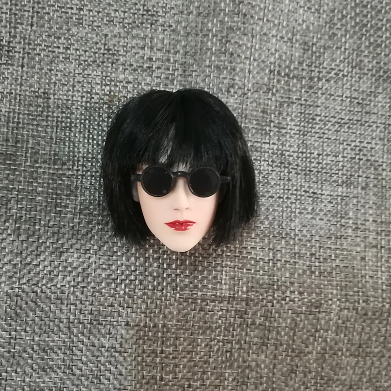 

1/6 Female Cool Killer Ace Head Sculpt Carving with Black Short Hair for 12''Pale Action Figures
