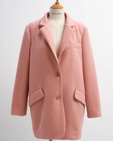 

New Spring Woolen Coat Trench Women Slim Double Breasted Black Winter Coats Long Outerwear for Women