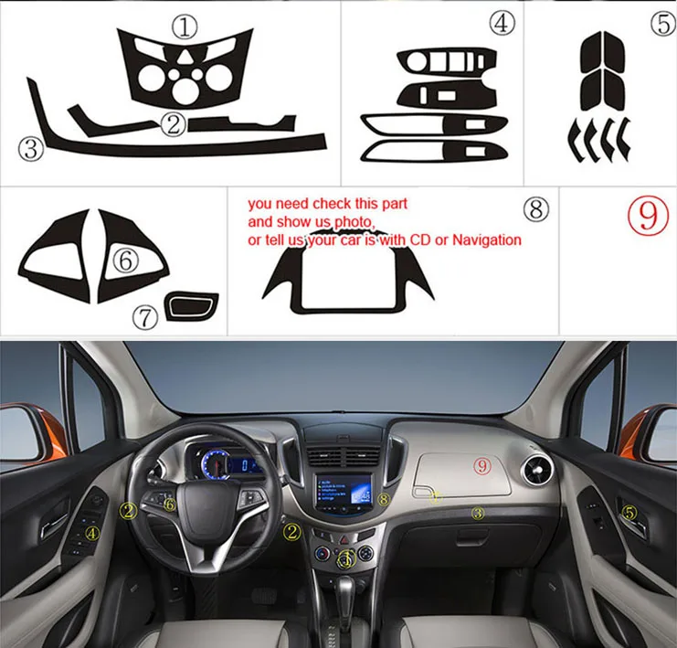 Наклейки для Chevrolet TRAX 2014 2016 декоративная отделка интерьера|Лепнина интерьера| |