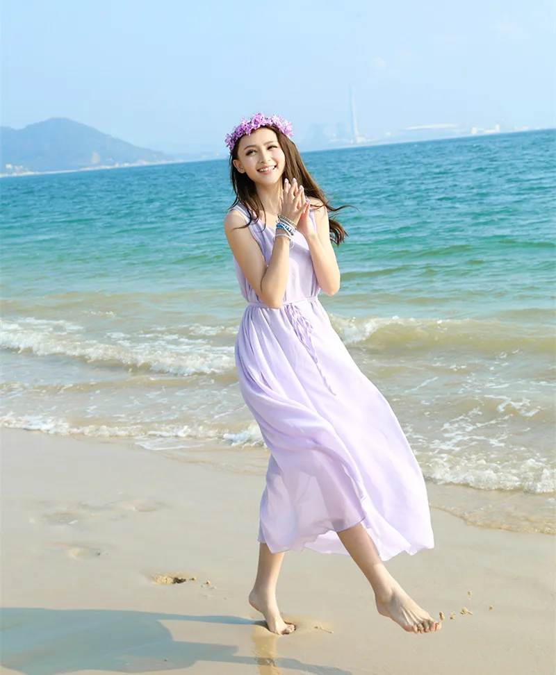 1 Х Женщин Рукавов Boho Чешские Шифон Летний Пляж Длиной Макси Платье H1052 | Женская