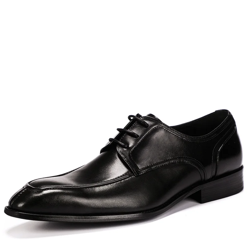 Fashion 2019 Retro Business Mens Pointy Shoes Oxfords Brand Luxury Men Genuine Leather Dress Chaussures hommes | Обувь