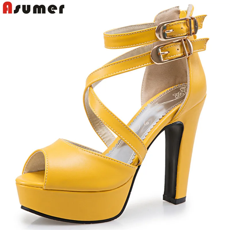 ASUMER/новые женские босоножки на платформе большие размеры 34 48 туфли высоком