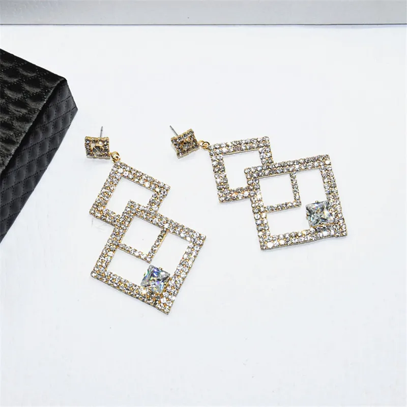 XIAO YOUNG массивные геометрические Стразы длинные серьги для вечеринки модные