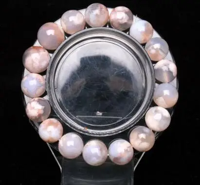 

free shipping 11mm Natural Cherry Blossom AgateQuartz Crystal Beads Bracelet AAA