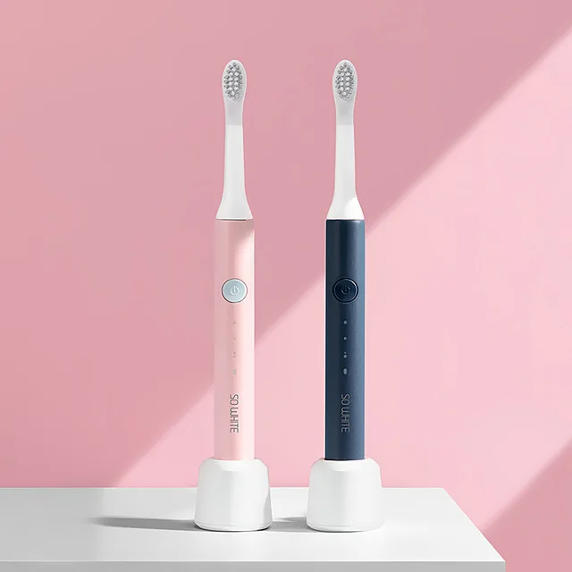 pink and blue Mijia SO WHITE EX3 звуковая электрическая зубная щетка DuPont ультра звуковая отбеливающая водостойкая щетка для чистки зубов 31000 раз/м - Цвет: pink and blue