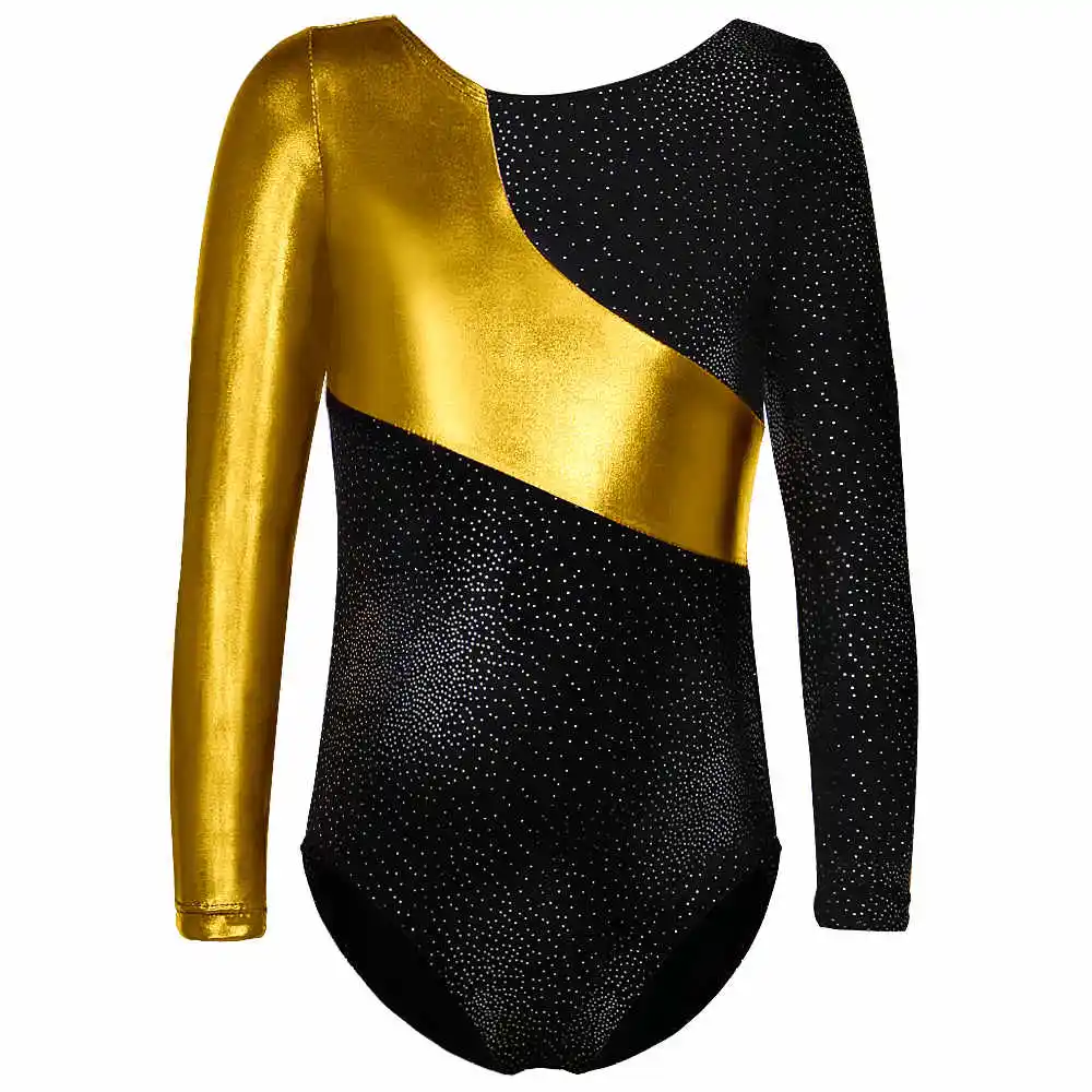 gold Цветок ленты От 2 до 15 лет гимнастика Dancesuit обувь для девочек с длинным рукавом танец трико детские костюмы гимнастические трико - Цвет: gold