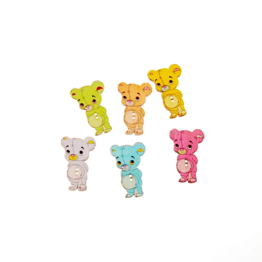 Пуговицы деревянные, 2 отверстия, симпатичная игрушки из мультика, 21x33 мм, F2069, 50 шт.